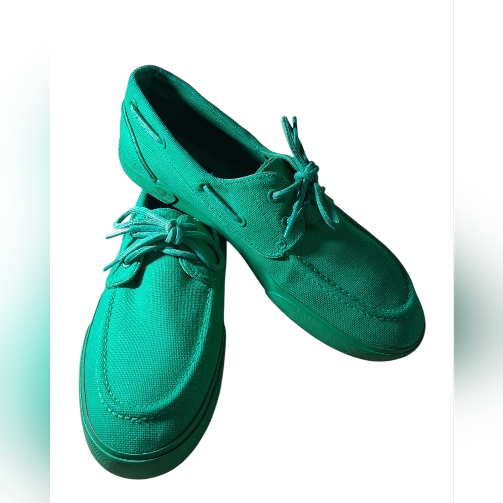 Polo Ralph Lauren Lander P Green Canvas Boat Shoes Men's Size 11.5
